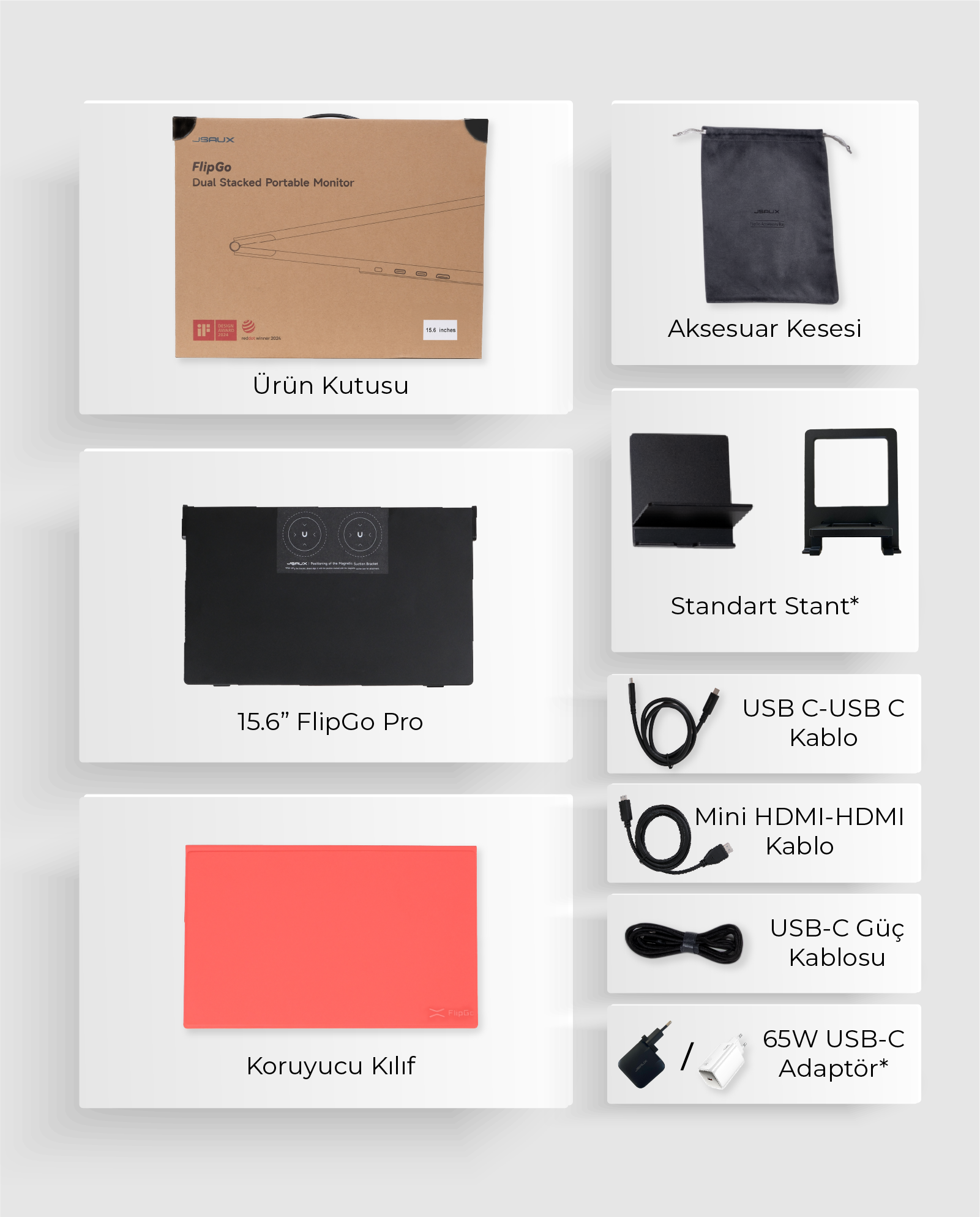 FlipGo Pro 15.6" Kutu İçeriği