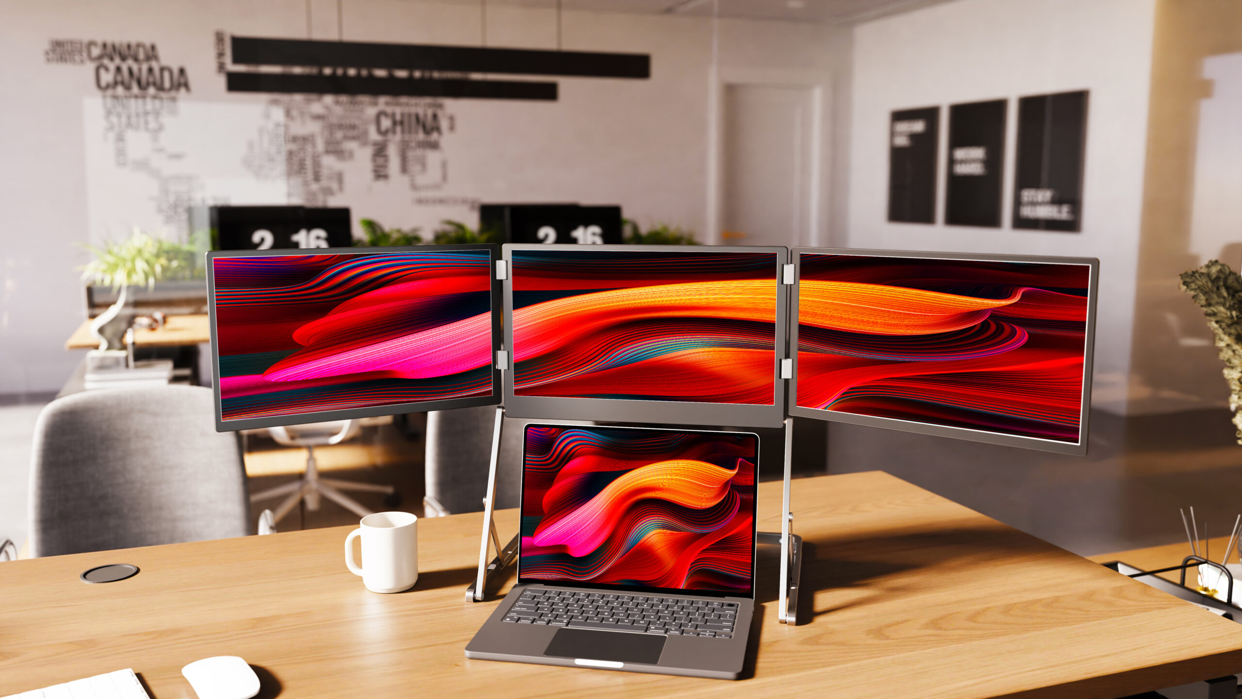 15.6" Üçlü Trimonitör (Stantlı)
