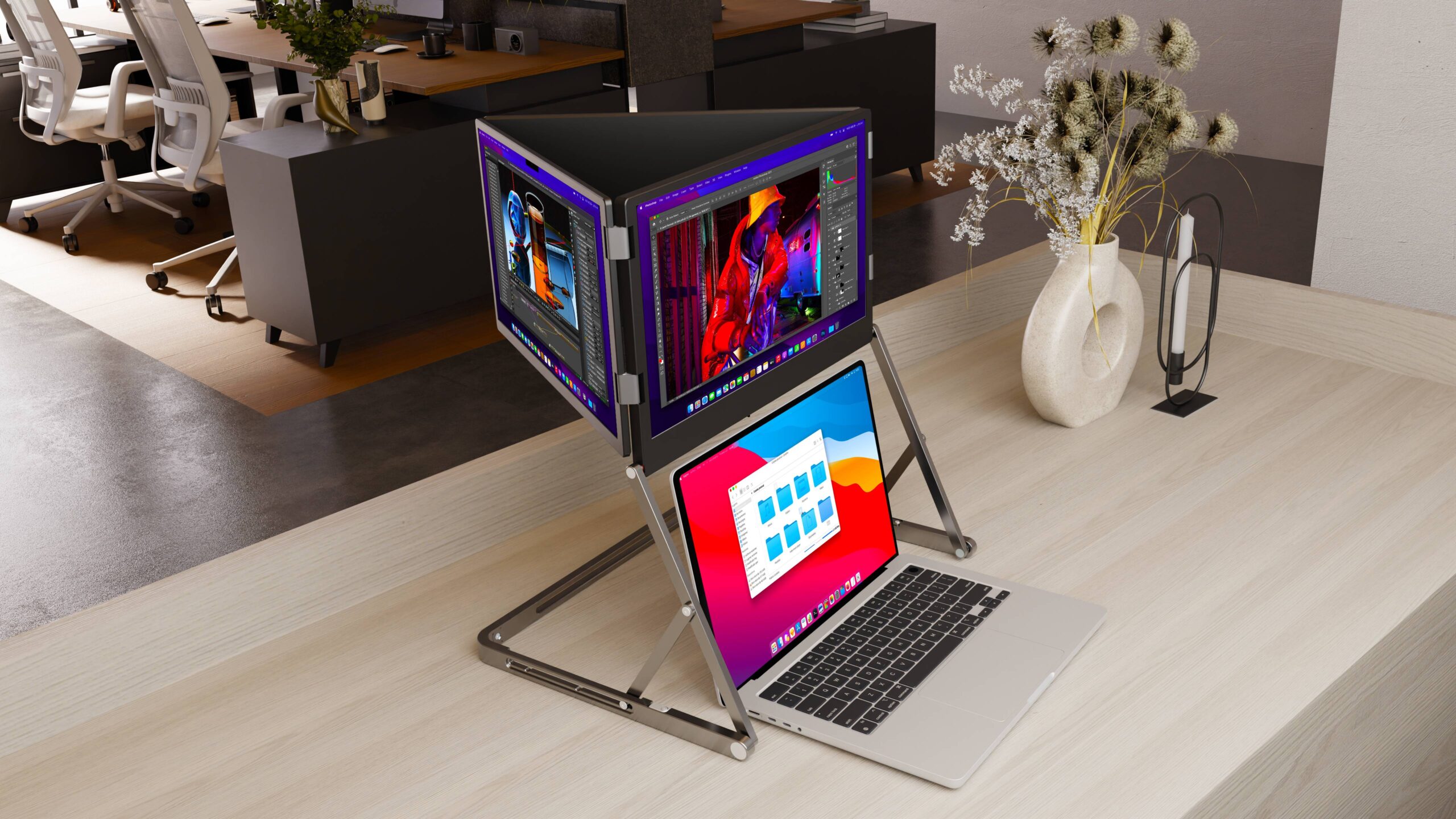15.6" Üçlü Trimonitör (Stantlı)