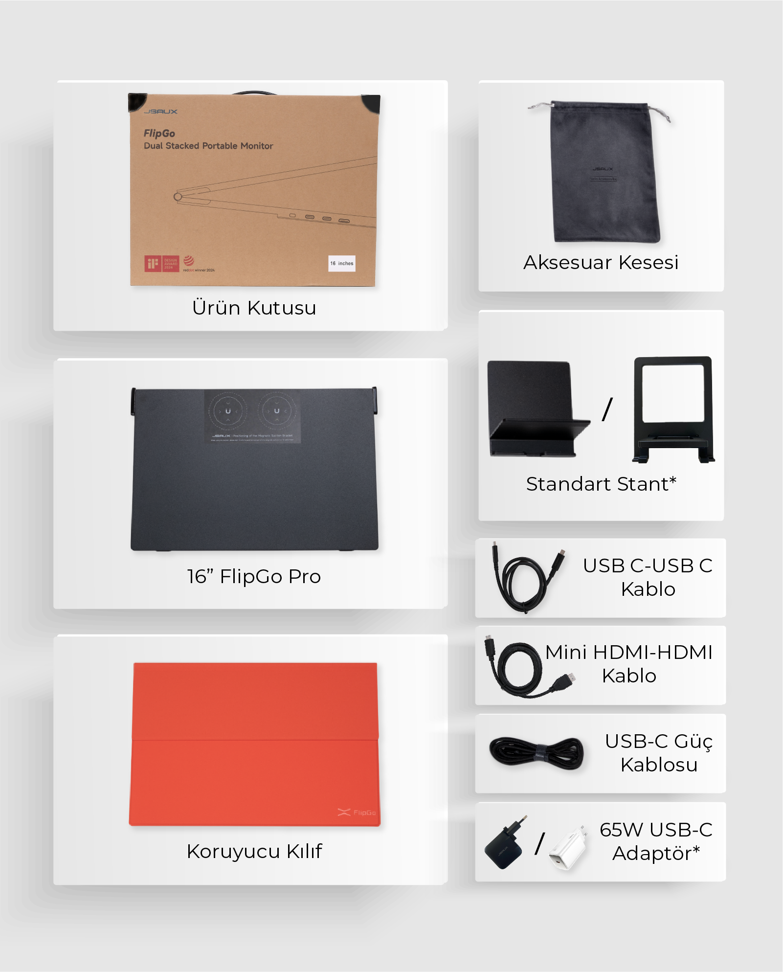 FlipGo Pro 16" Kutu İçeriği