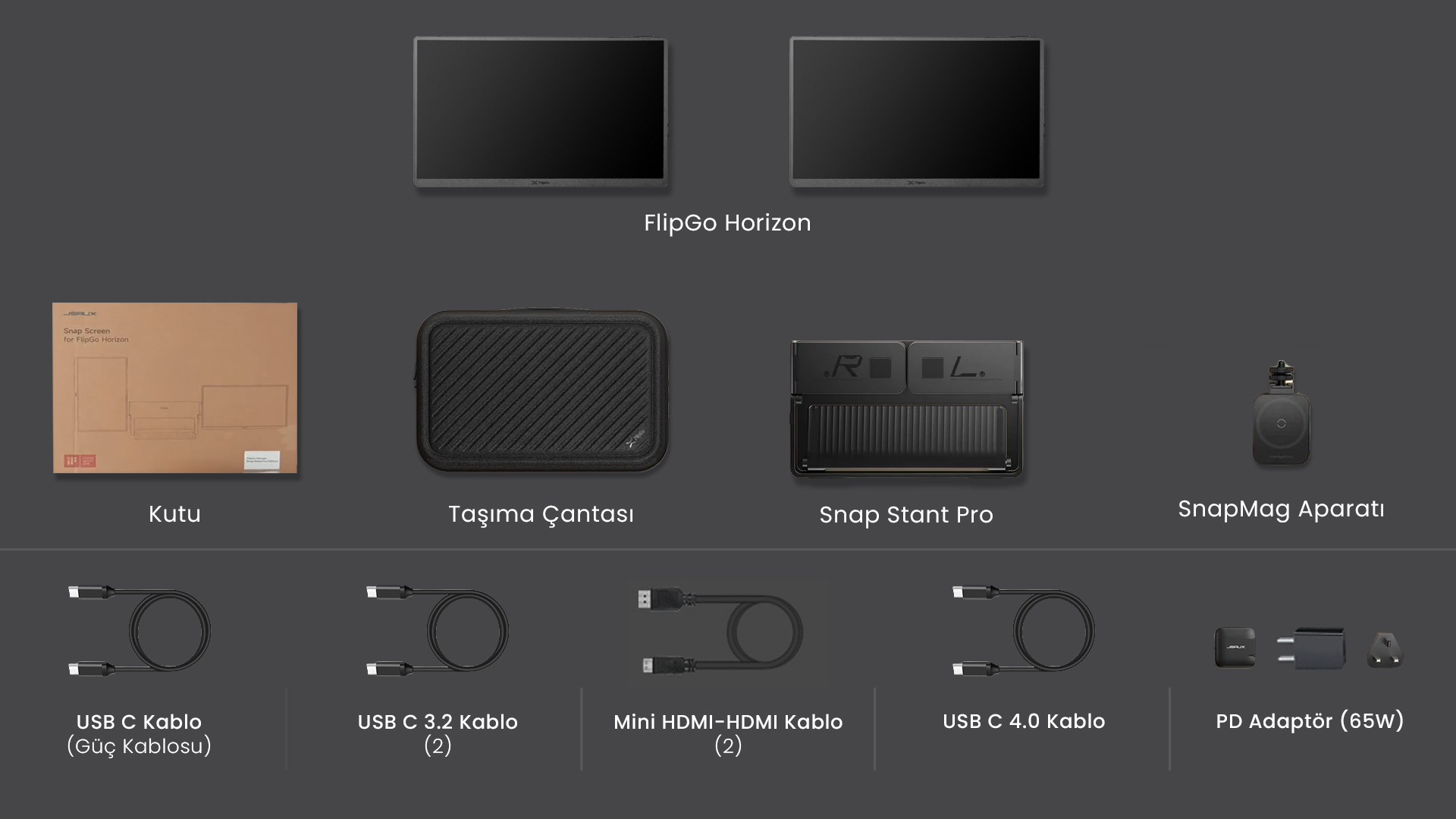 FlipGo Horizon Pro 15.6" Kutu İçeriği