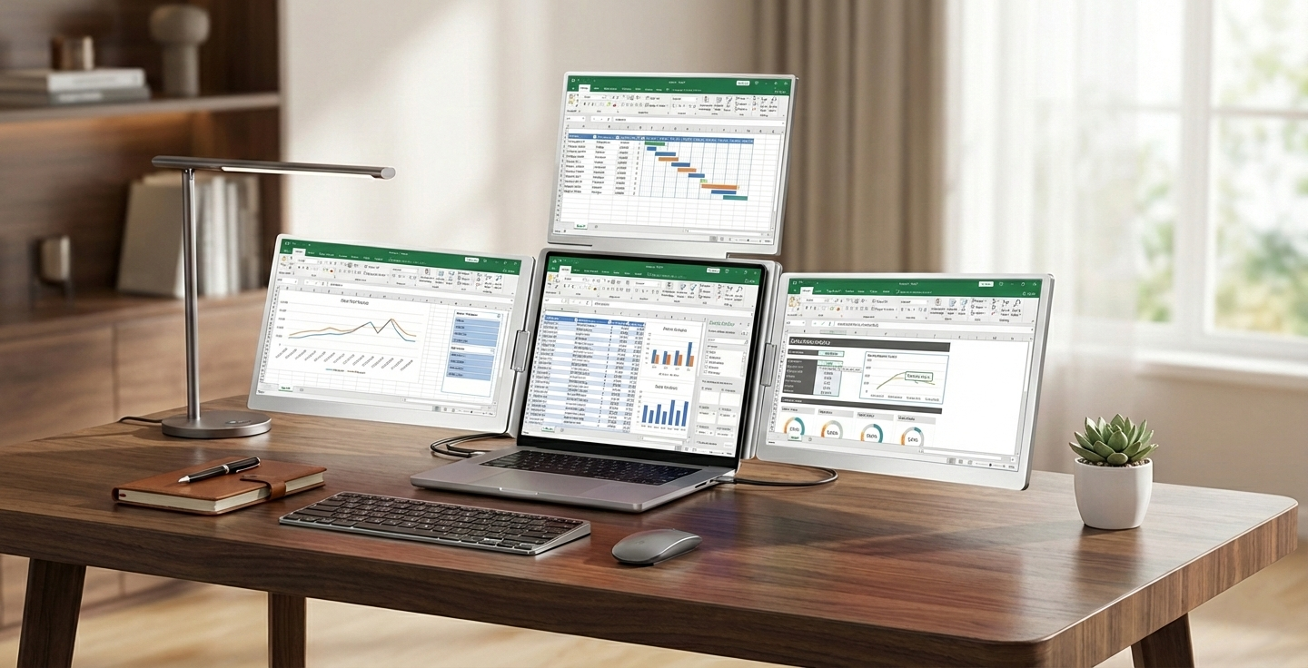 15.6" Üçlü Trimonitör (Sabit Panel) Excel Çalışması